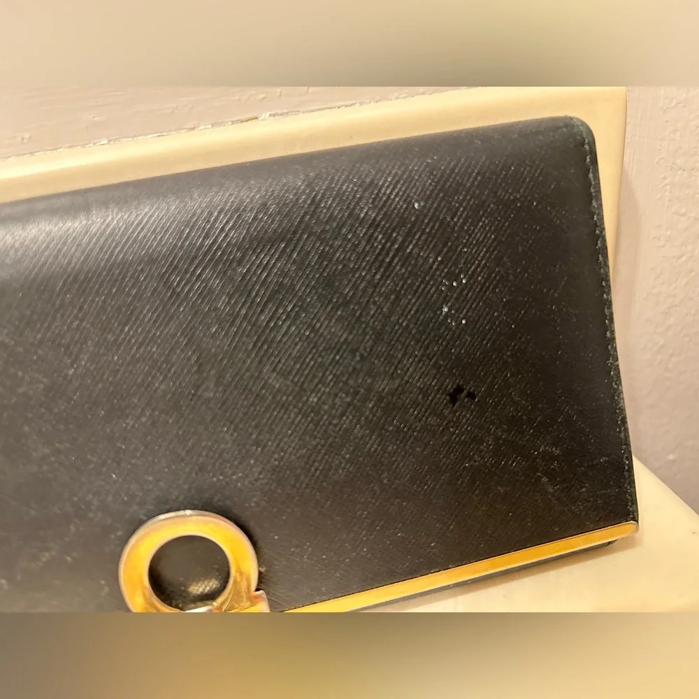 Salvatore Ferragamo Black Saffiano Leather Continental Gancini Long Wallet